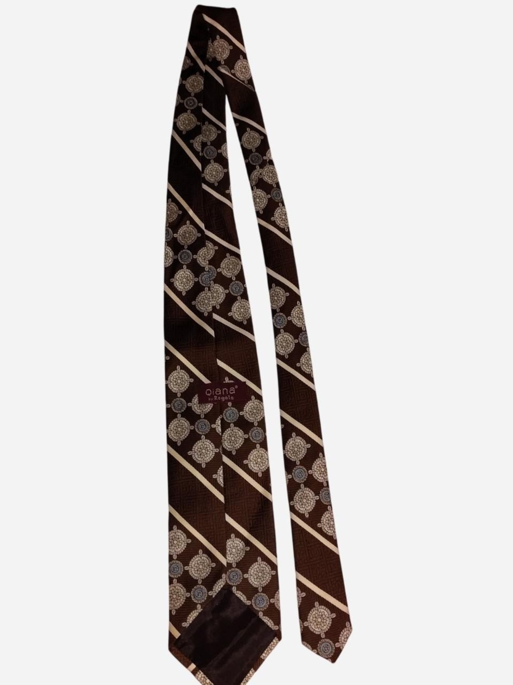 Brown and Beige Geometric Stripe Men's Tie